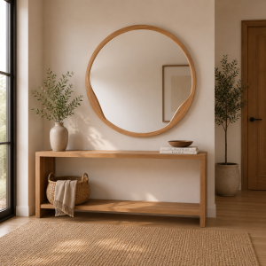 Espelho circular madeira carvalho 120x120 cm