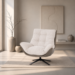 Poltrona Ray giratória 360º em cinzento, exterior cinzento escuro 92×86×80cm