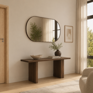 Espelho oval em resina preto 150x80 cm