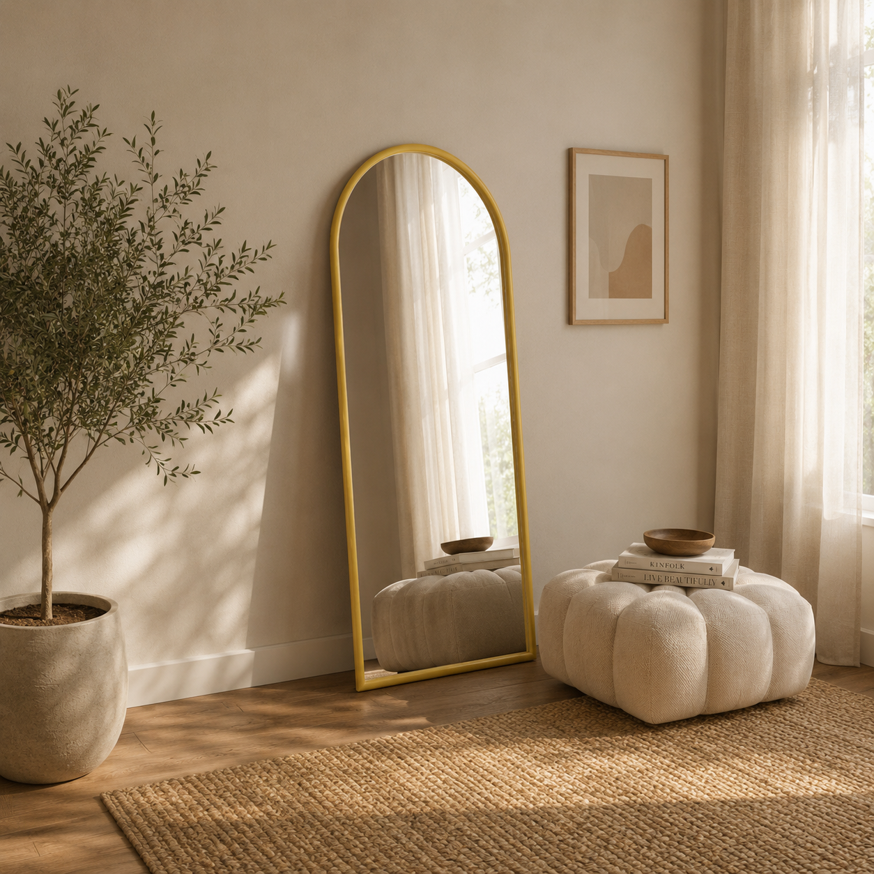 Espelho de parede tipo closet acabamento dourado 160x60 cm