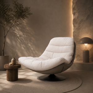 Poltrona Arti giratória 360º estofada em cinzento 92×110×78cm