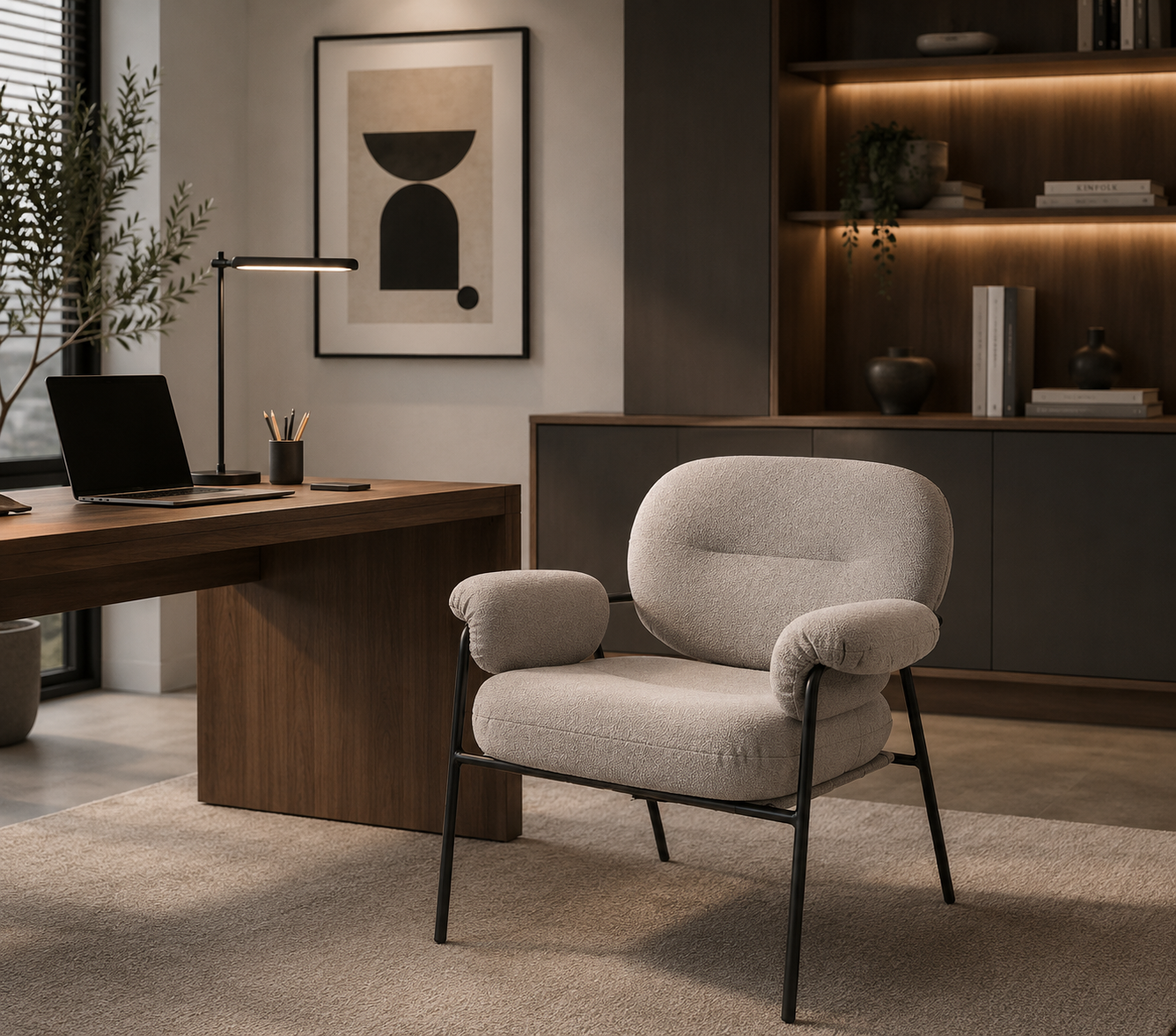 Poltrona Hyde estofada em cinzento 73×83×77cm