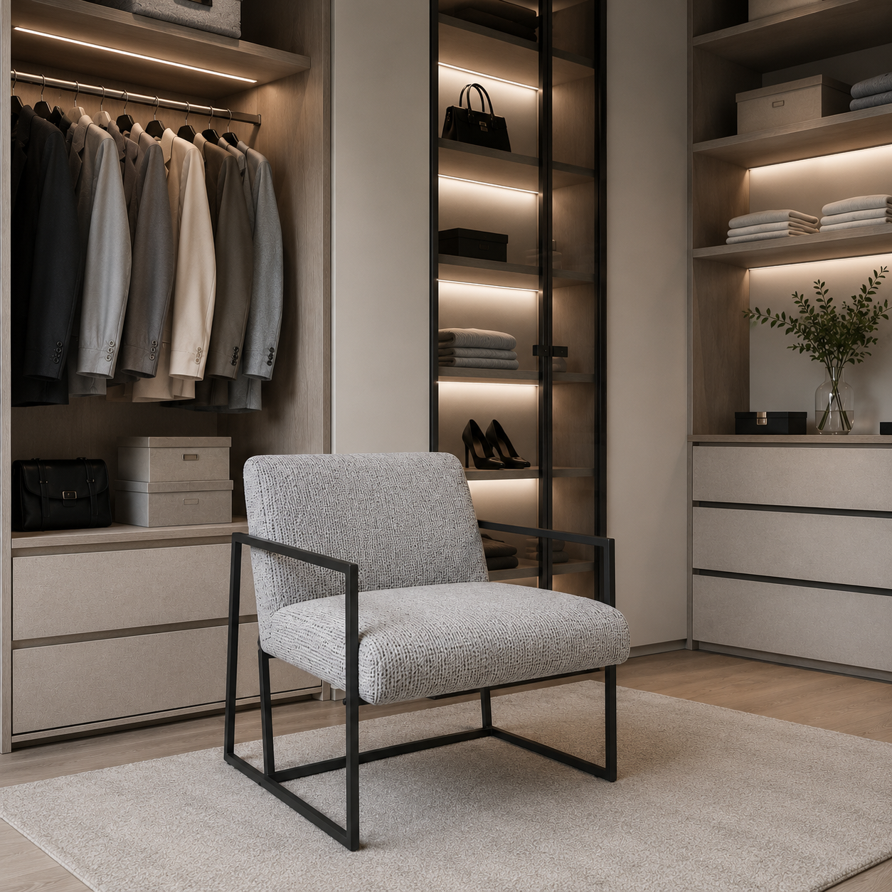 Poltrona Frame estofada em cinzento 78×82×71cm