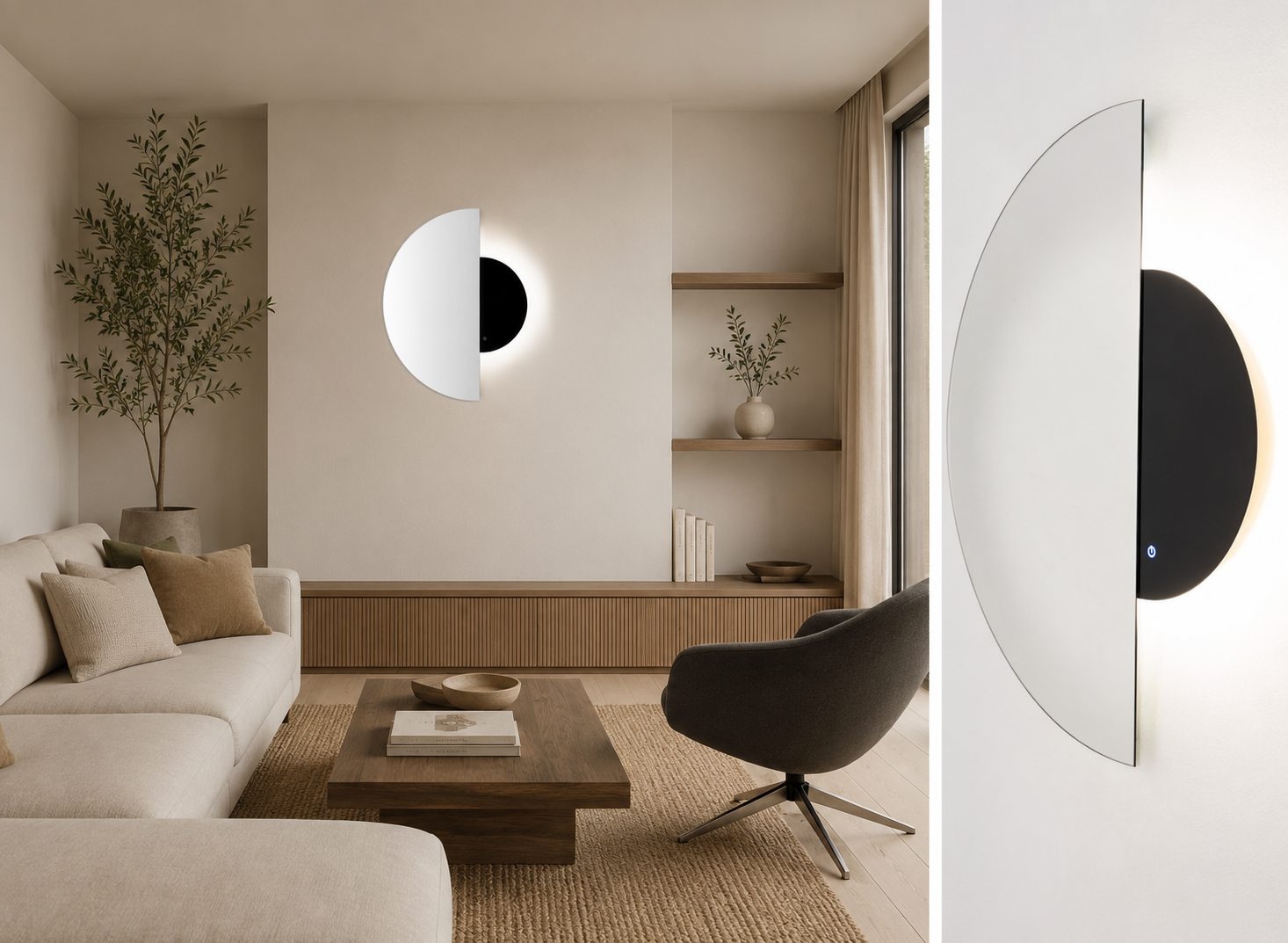 Espelho meia-lua com sensor de luz LED 120 x 80 cm - Image 3