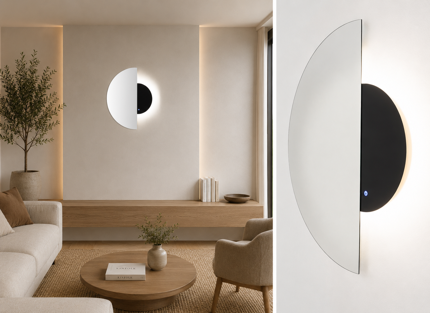 Espelho meia-lua com sensor de luz LED 120 x 80 cm - Image 4