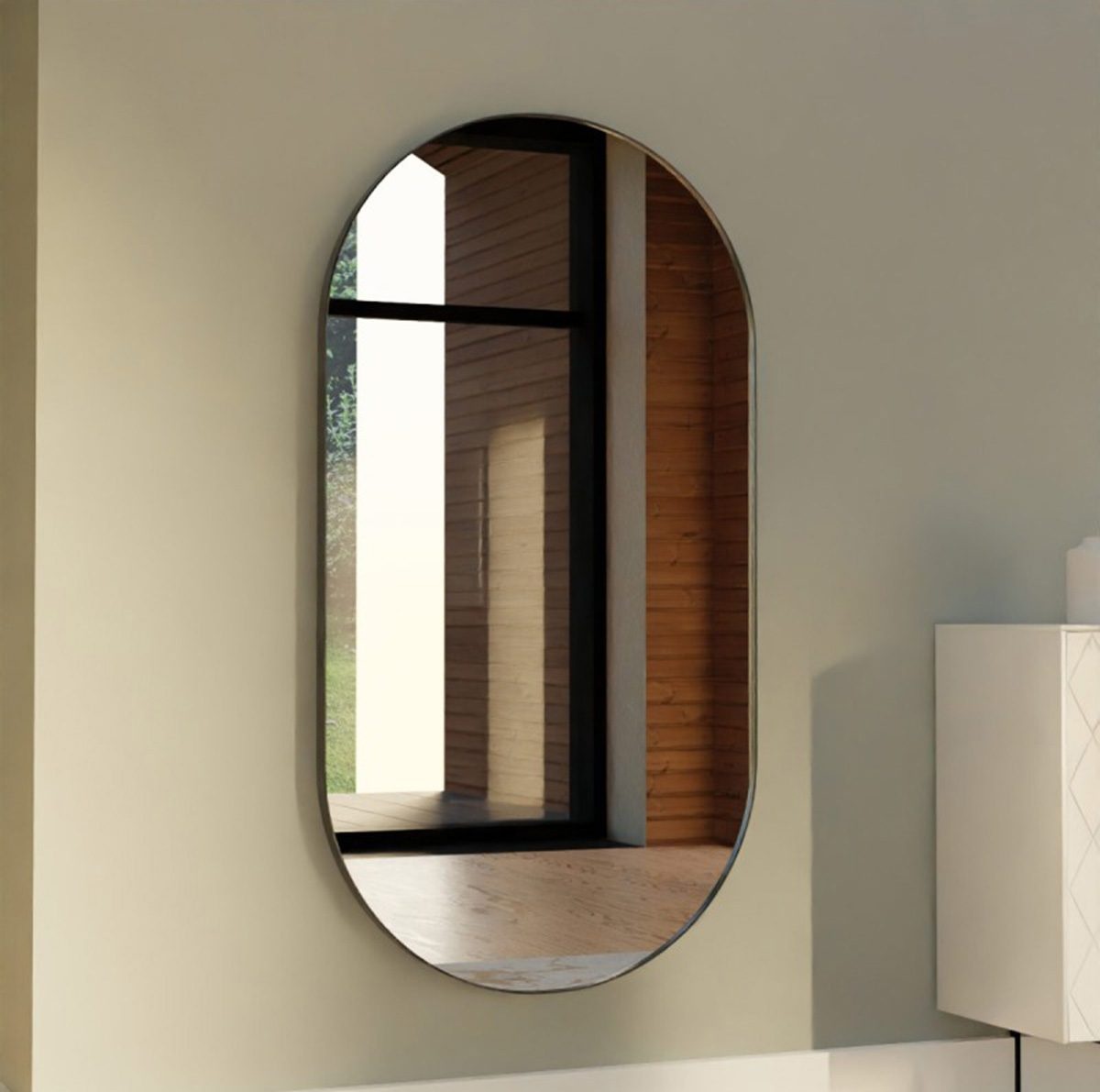 Espelho oval em resina preto 150x80 cm - Image 3