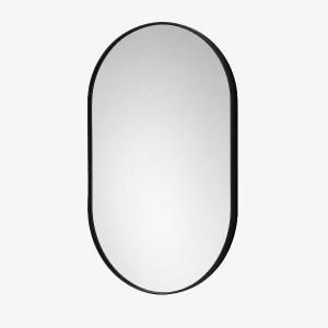 Espelho oval com moldura em alumínio preto 72x45 cm - Image 2