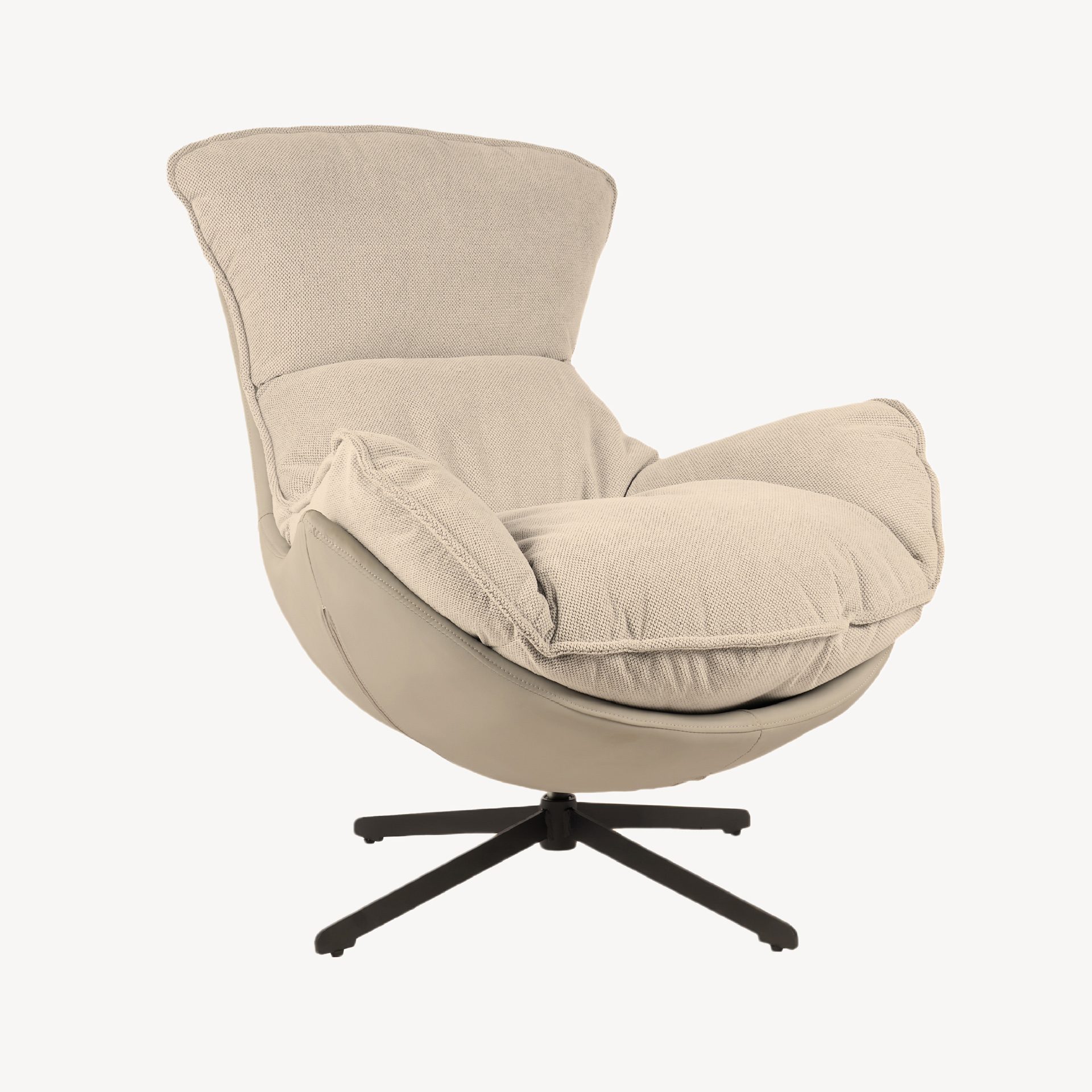 Poltrona Hans giratória 360º em bege 102×102×87 cm - Image 2