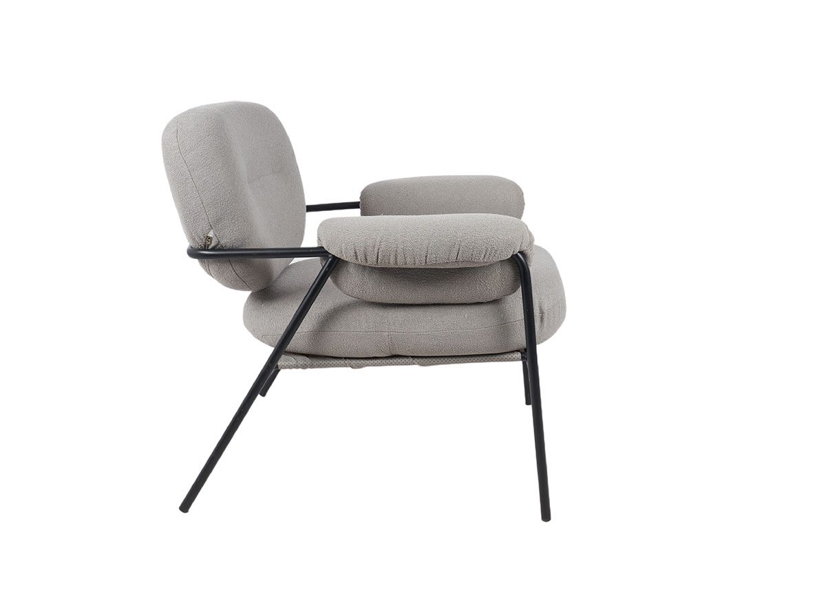 Poltrona Hyde estofada em cinzento 73×83×77cm - Image 2