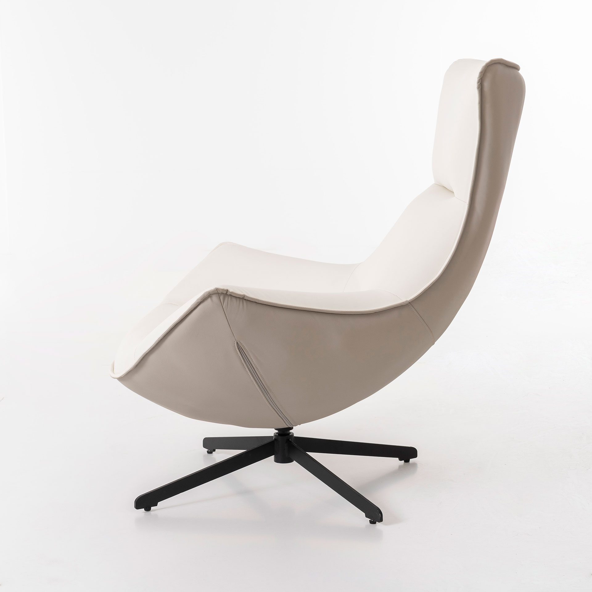 Poltrona Hans giratória 360º em branco osso e cinzento 102×102×87cm - Image 8