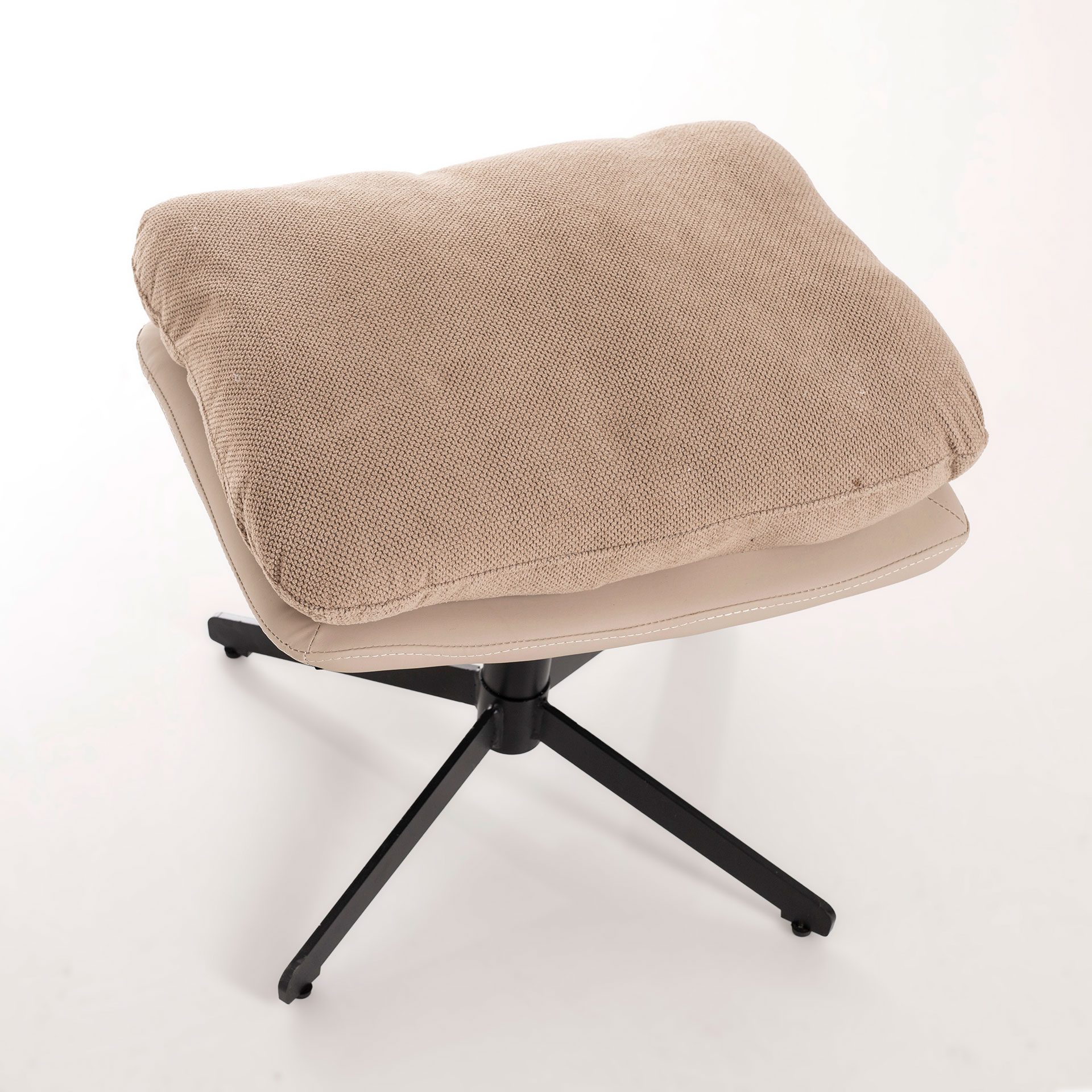 Banco/apoio de pés estofado bege 42×52×40cm - Image 3