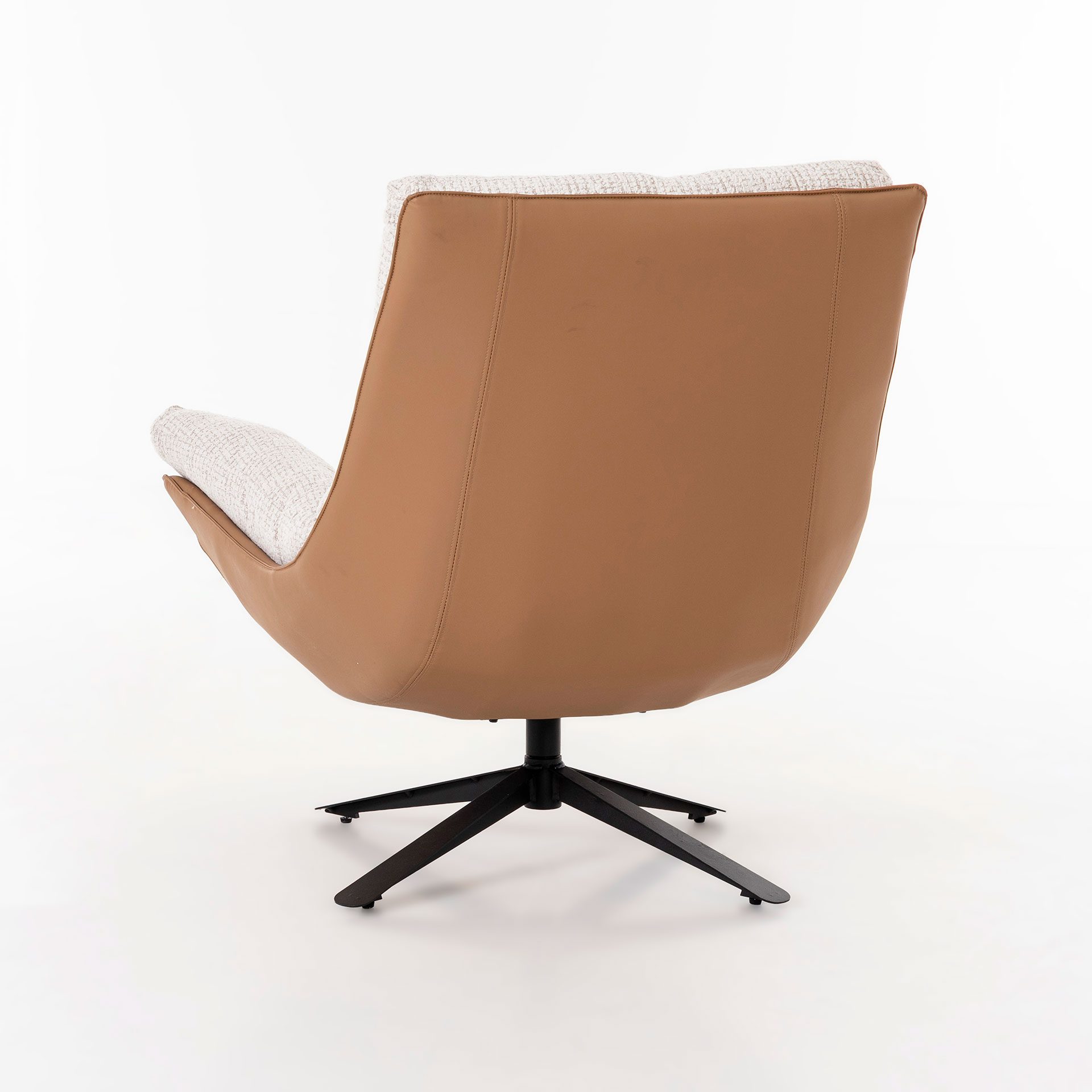 Poltrona Ray giratória 360º em bege e castanho 92×86×80cm - Image 3