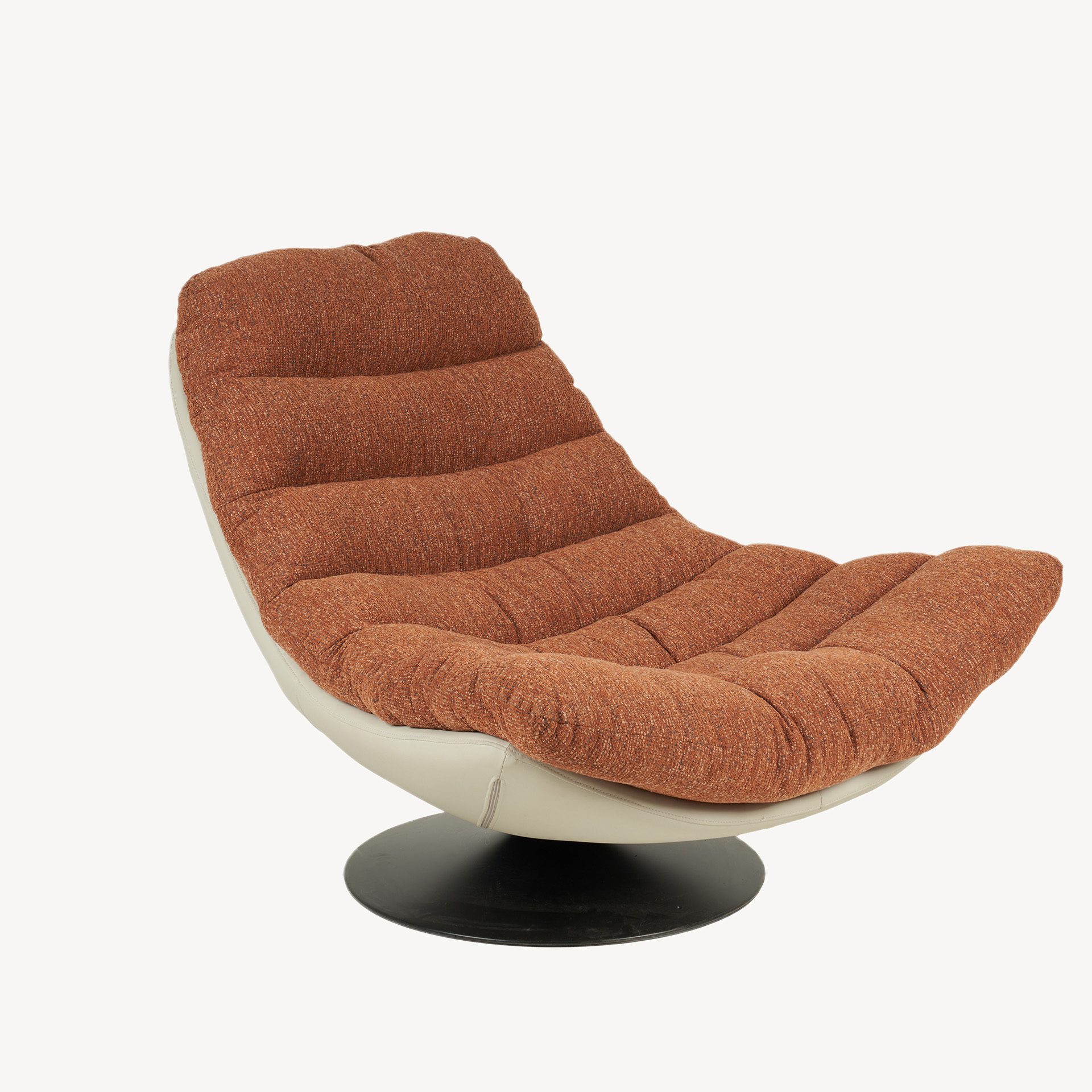 Poltrona Arti giratória 360º estofada em caldeira e bege 92×86×80cm - Image 10