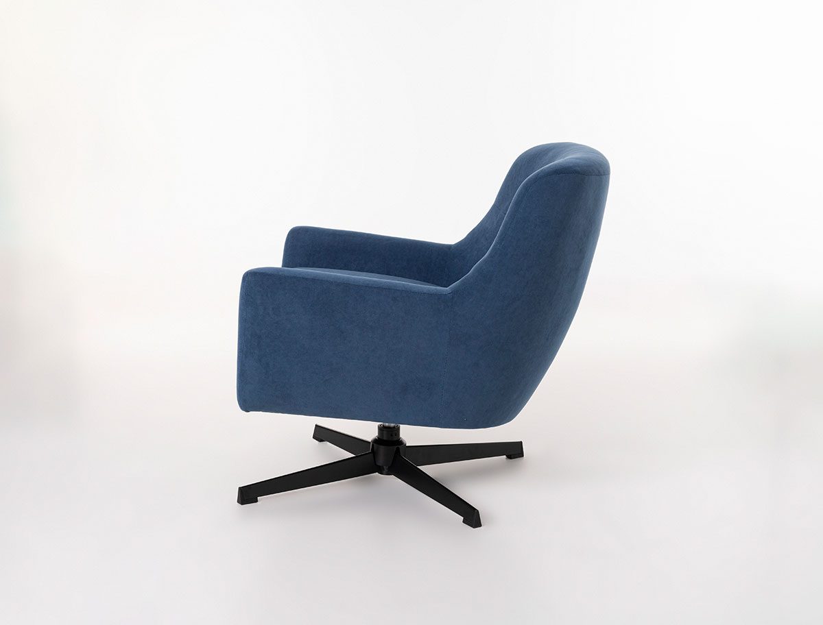 Poltrona Roy giratória 360º em veludo azul 79×73×70.5cm - Image 8