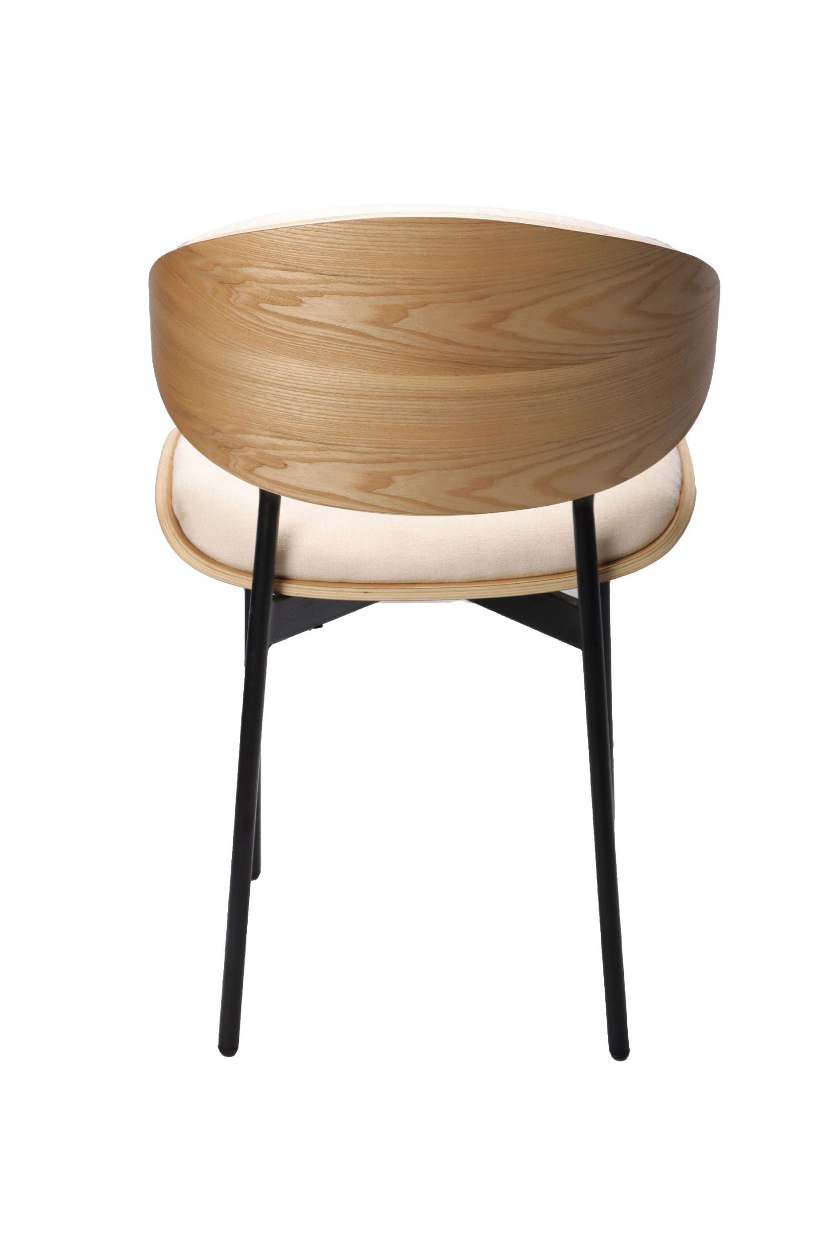 Cadeira Lena. Assento em chapa de carvalho curvada, estofada em bege. 75×50×55 cm - Image 9