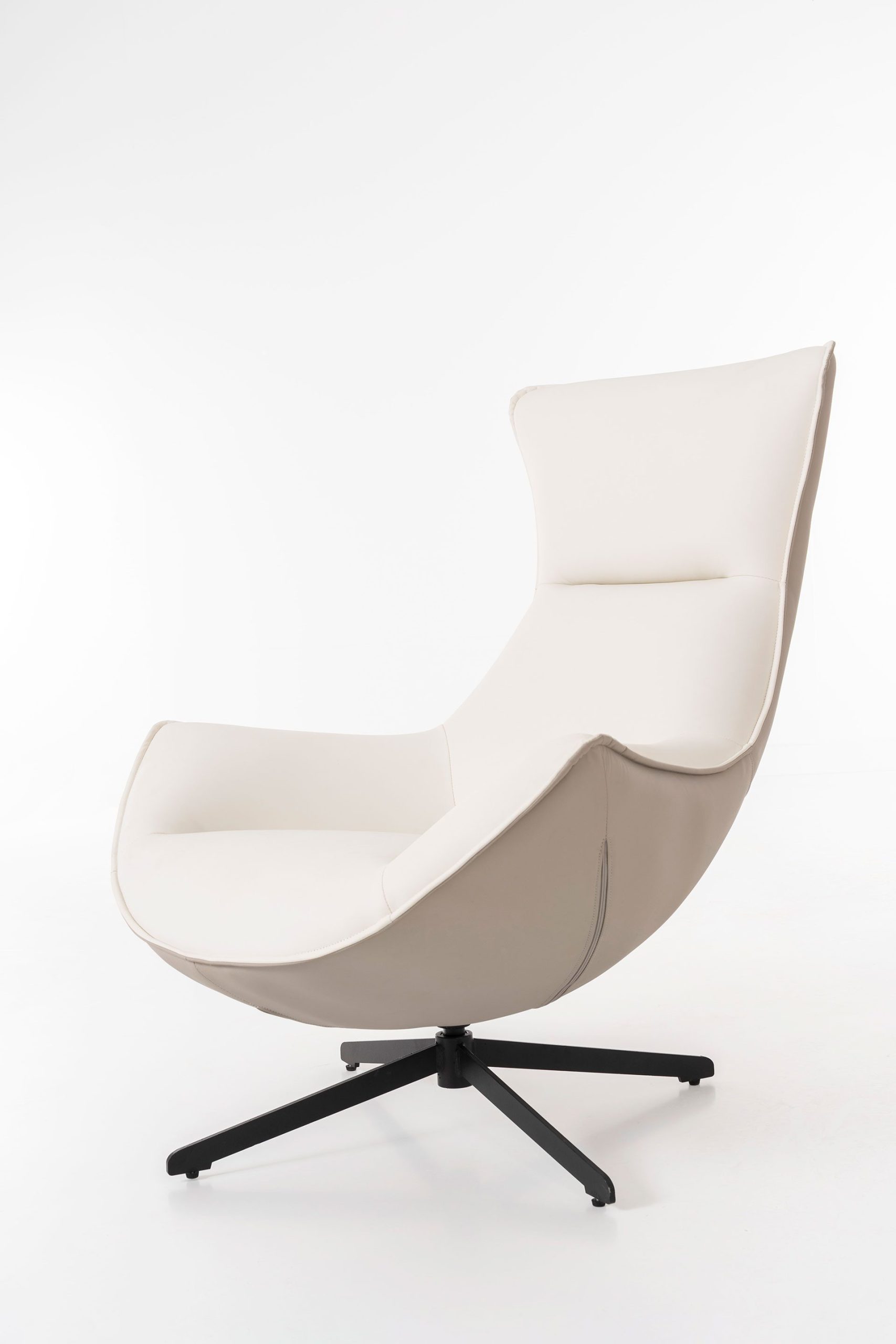 Poltrona Hans giratória 360º em branco osso e cinzento 102×102×87cm - Image 3