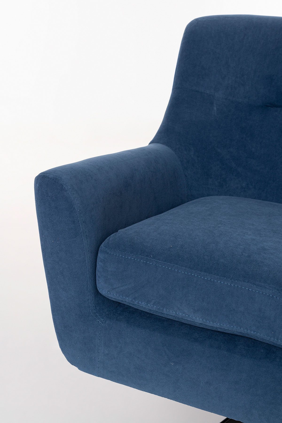 Poltrona Roy giratória 360º em veludo azul 79×73×70.5cm - Image 4