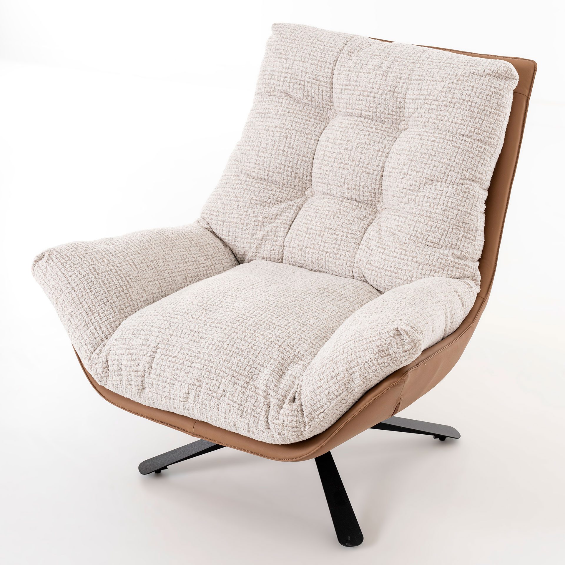 Poltrona Ray giratória 360º em bege e castanho 92×86×80cm - Image 4
