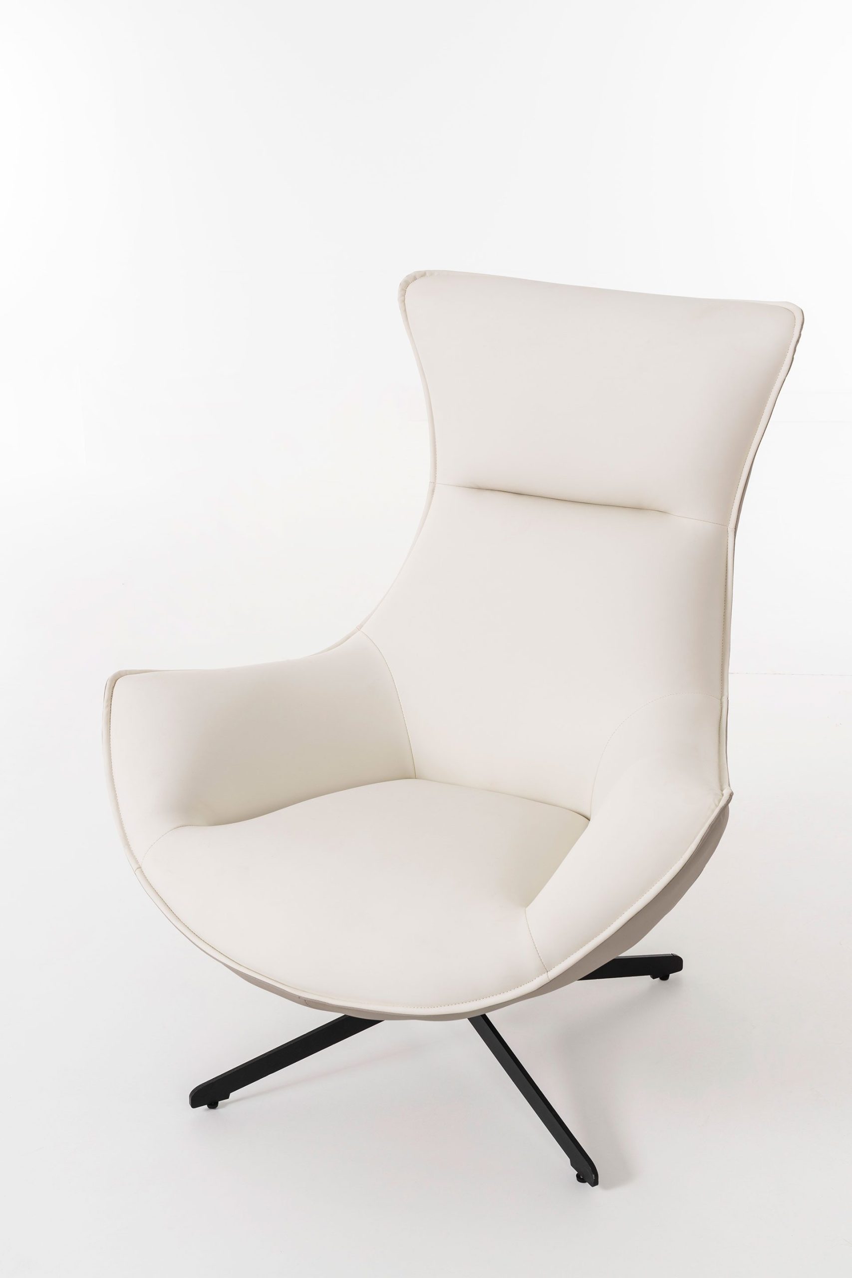 Poltrona Hans giratória 360º em branco osso e cinzento 102×102×87cm - Image 4