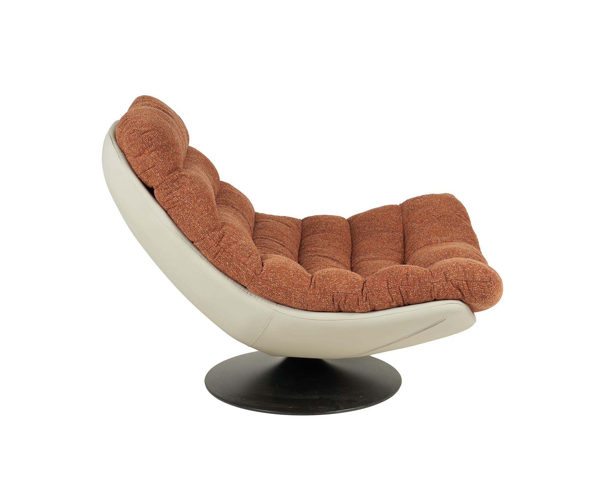 Poltrona Arti giratória 360º estofada em caldeira e bege 92×86×80cm - Image 5