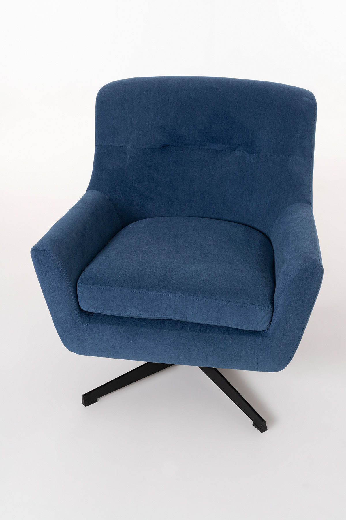 Poltrona Roy giratória 360º em veludo azul 79×73×70.5cm - Image 5