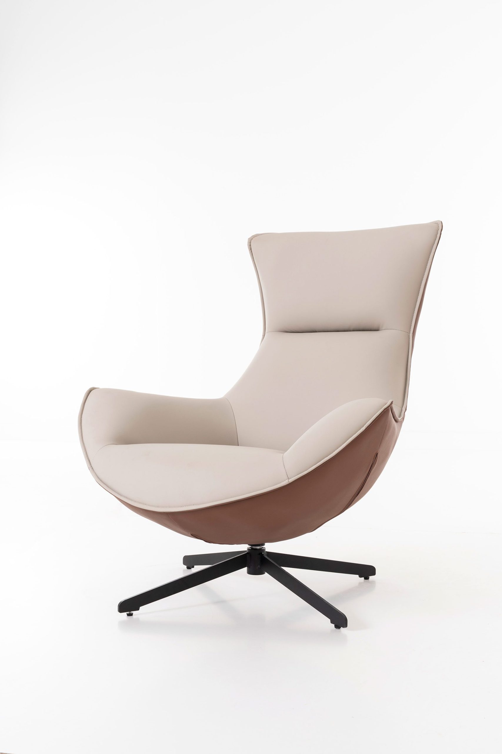 Poltrona Hans giratória 360º em cor caldeira e bege 102×102×87 cm - Image 5