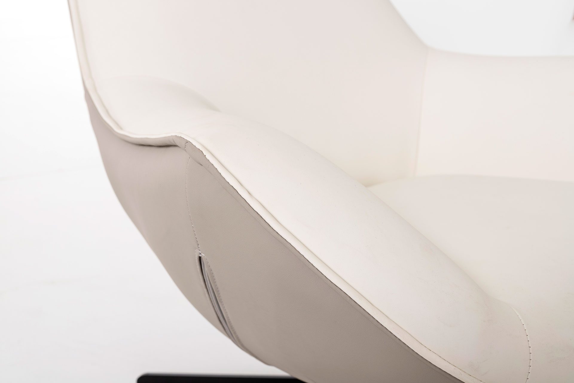 Poltrona Hans giratória 360º em branco osso e cinzento 102×102×87cm - Image 5