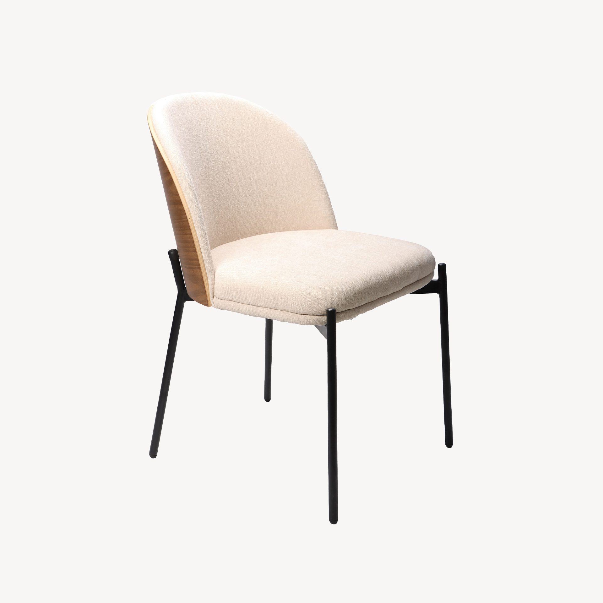 Cadeira Ingrid. Assento em chapa de nogueira curvada, estofada em bege. 80×51×59 cm - Image 5
