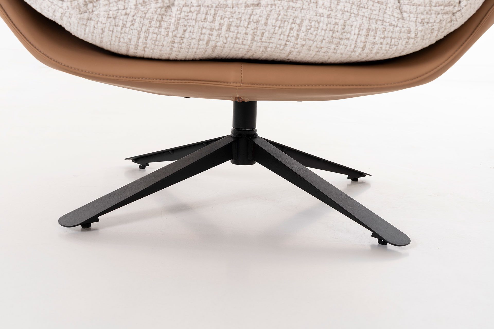 Poltrona Ray giratória 360º em bege e castanho 92×86×80cm - Image 6