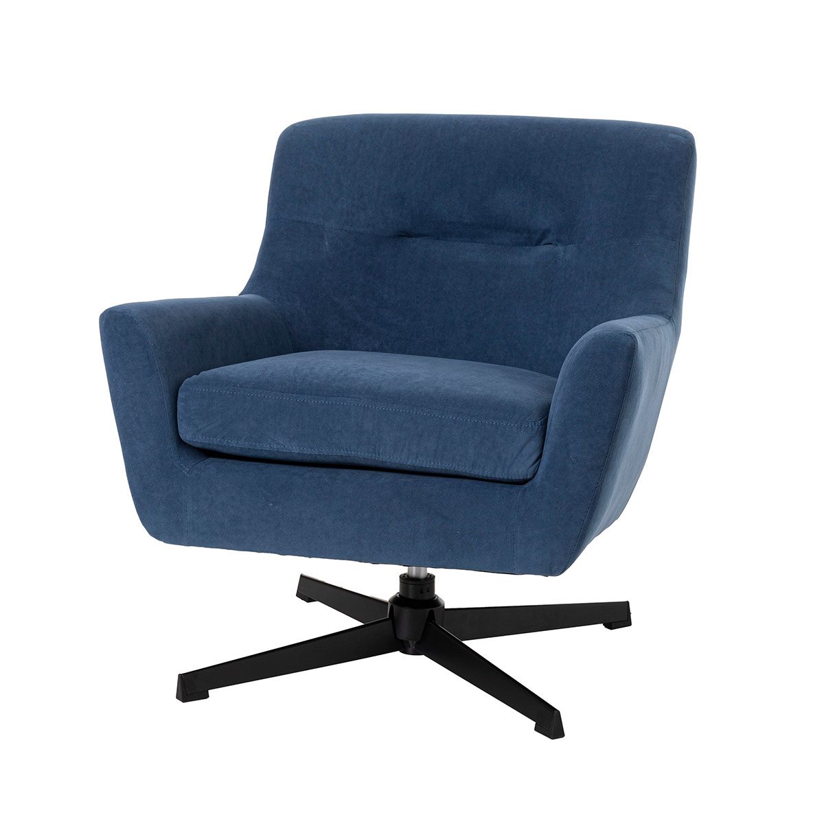 Poltrona Roy giratória 360º em veludo azul 79×73×70.5cm - Image 6