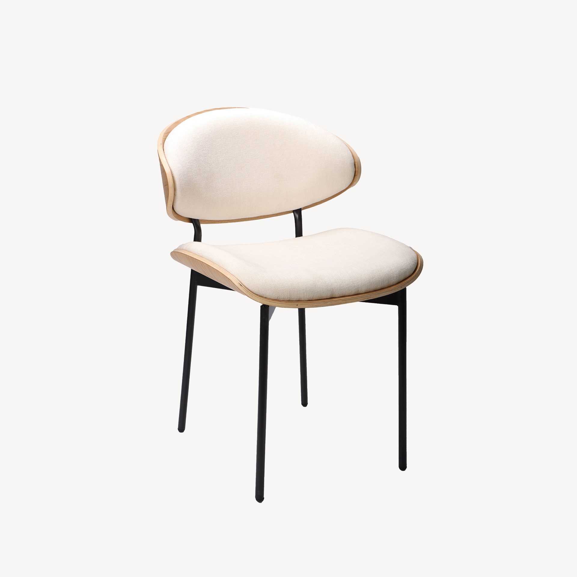 Cadeira Lena. Assento em chapa de carvalho curvada, estofada em bege. 75×50×55 cm - Image 7