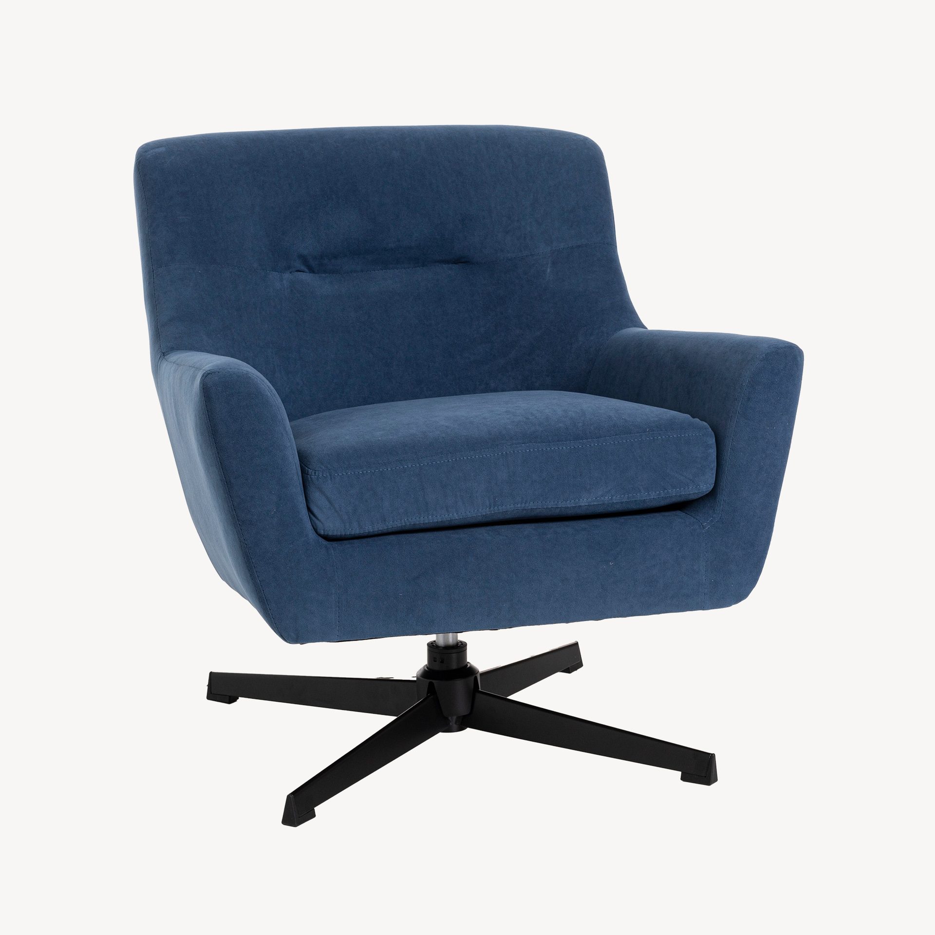 Poltrona Roy giratória 360º em veludo azul 79×73×70.5cm - Image 7
