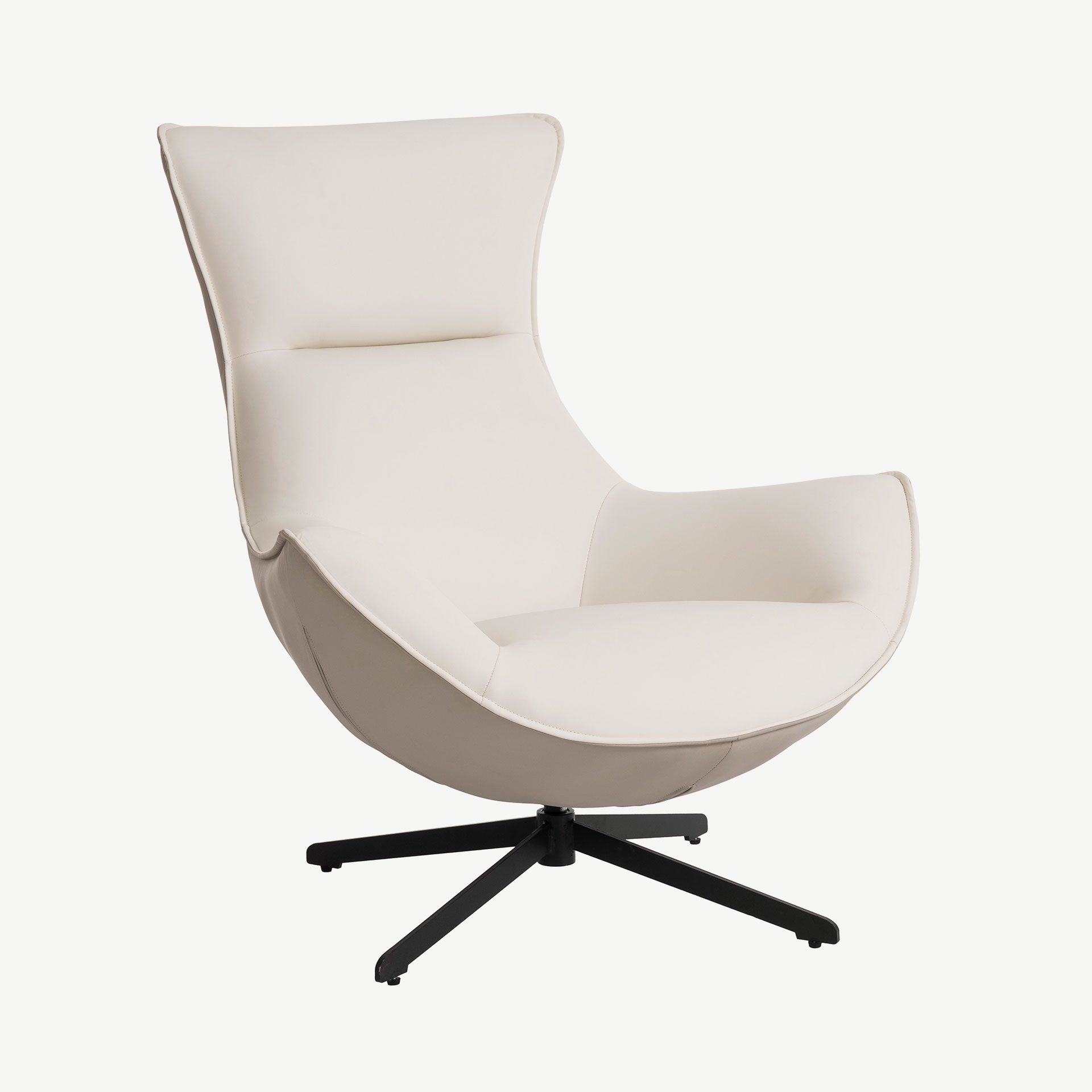 Poltrona Hans giratória 360º em branco osso e cinzento 102×102×87cm - Image 7