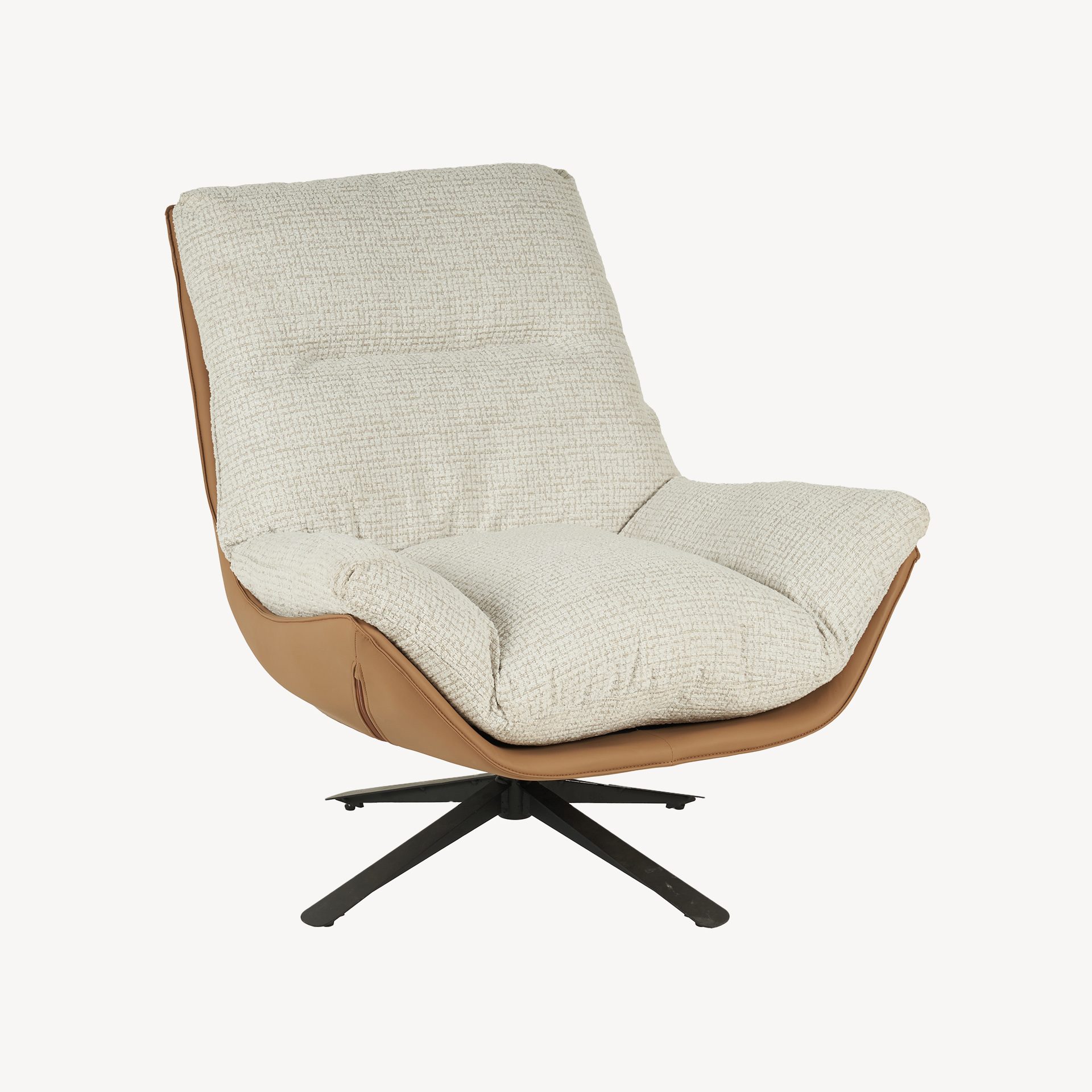Poltrona Ray giratória 360º em bege e castanho 92×86×80cm - Image 8
