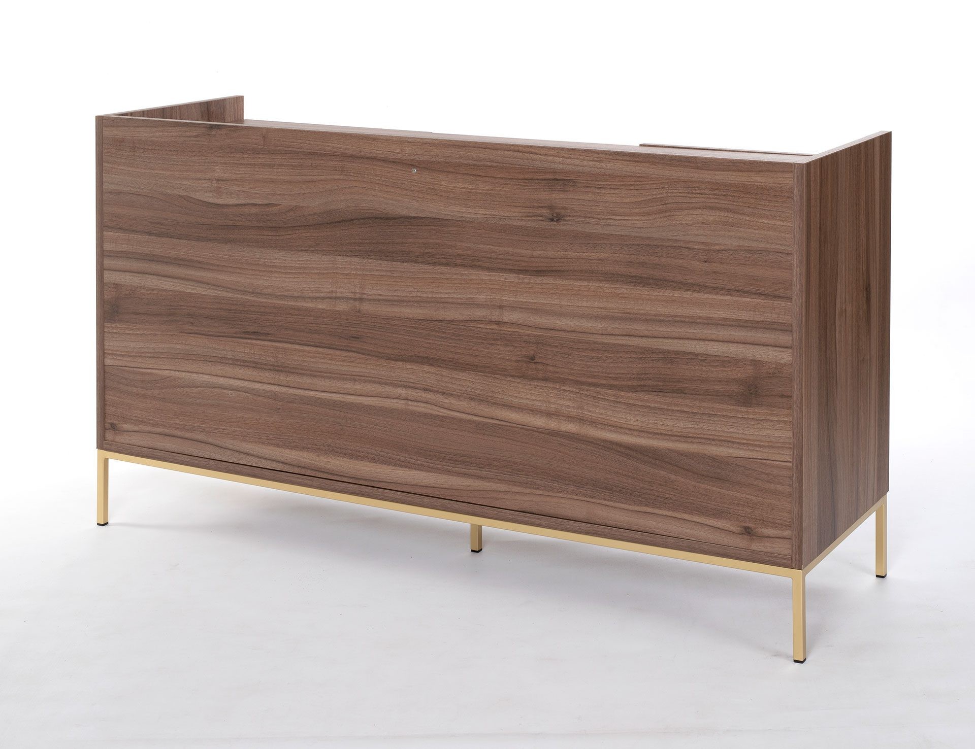 Aparador Habit, 2 portas + 3 gavetas, melamina nogueira e base metálica 144 cm - Image 7