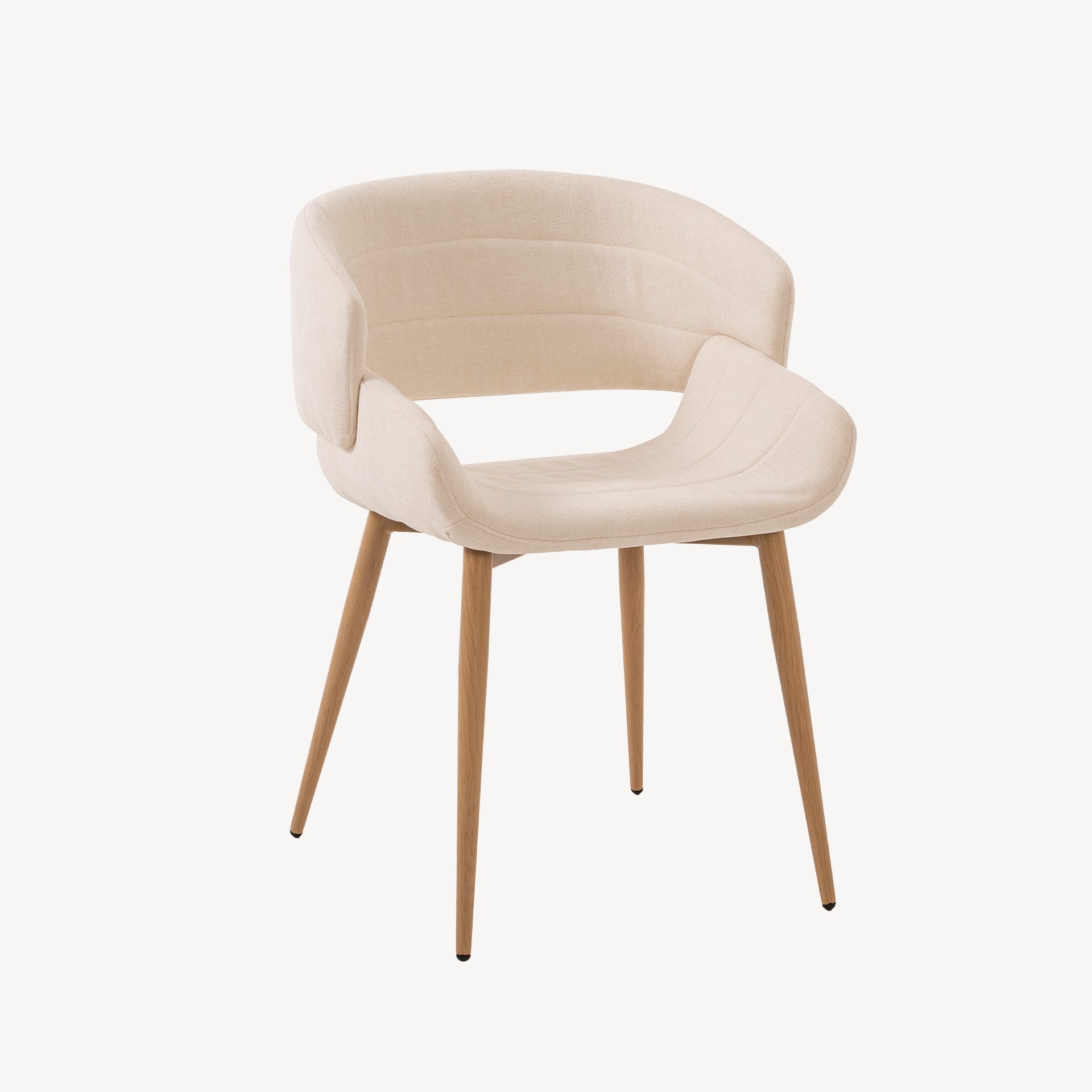 Cadeira Greta. Assento curvado estofado em bege. 77×57×60 cm - Image 8