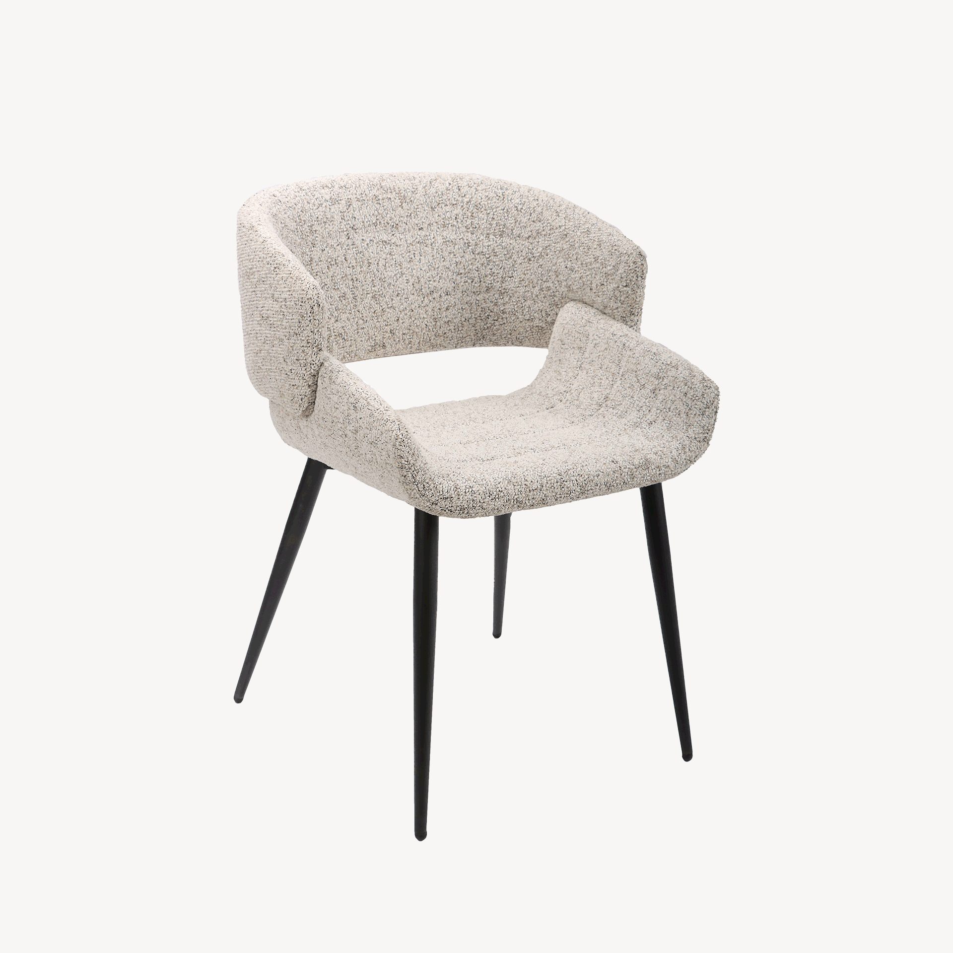 Cadeira Greta. Assento curvado em tecido cinzento. 77×57×60 cm - Image 8