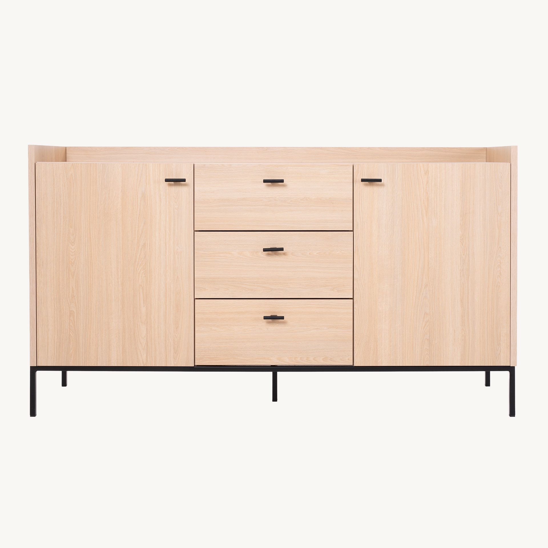 Aparador Habit – 2 Portas + 3 Gavetas, Melamina Carvalho e Base Dourada (144 cm) - Image 6
