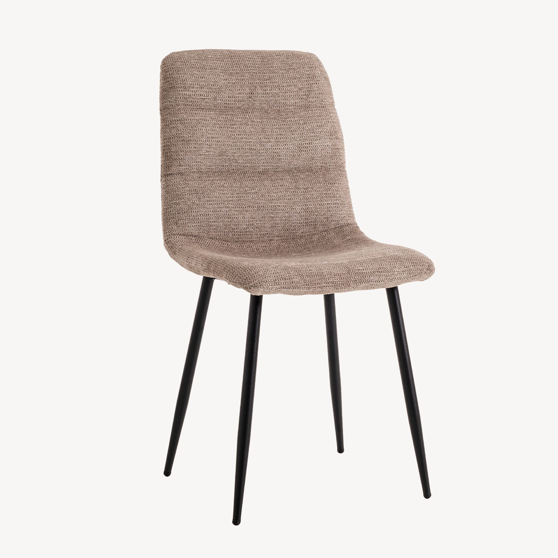 Cadeira Emma. Estofada em camel anti-manchas, pernas metálicas pretas. 90×44×55 cm - Image 5