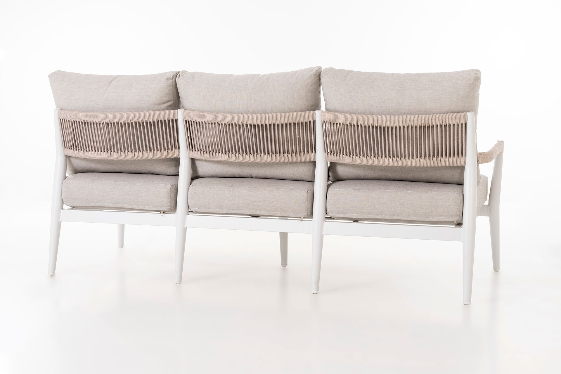 Conjunto de terraço Formentor com estrutura em alumínio branco e assentos em tecido bege - Image 9